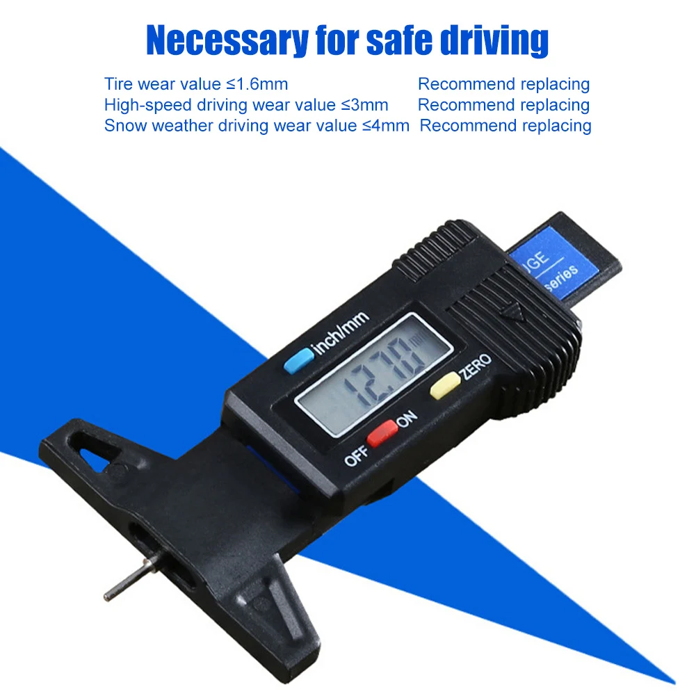 Tire Tread Depth Gauge 0-25mm LCD Digital Tread Depth Gauge Tool with MM/INCH Conversion Tyre Wear Detection Measuring Tool
Tire Tread Depth Gauge 0-25mm LCD Digital Tread Depth Gauge Tool with MM/INCH Conversion Tyre Wear Detection Measuring Tool