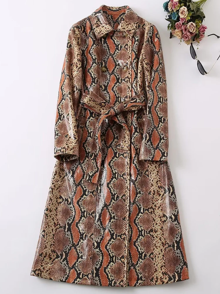 Trench Coat High Quality 2022 Autumn Winter New Women's Fashion Party Office Casual Vintage Elegant Chic Snake Print Midi Jacket
Trench Coat High Quality 2022 Autumn Winter New Women's Fashion Party Office Casual Vintage Elegant Chic Snake Print Midi Jacket