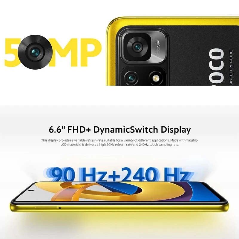 Смартфон глобальная версия POCO M4 Pro 4 Гб 64 Гб/6 ГБ 128 MTK Dimensity 810 дюйма FHD + Dot Display 33 Вт 50