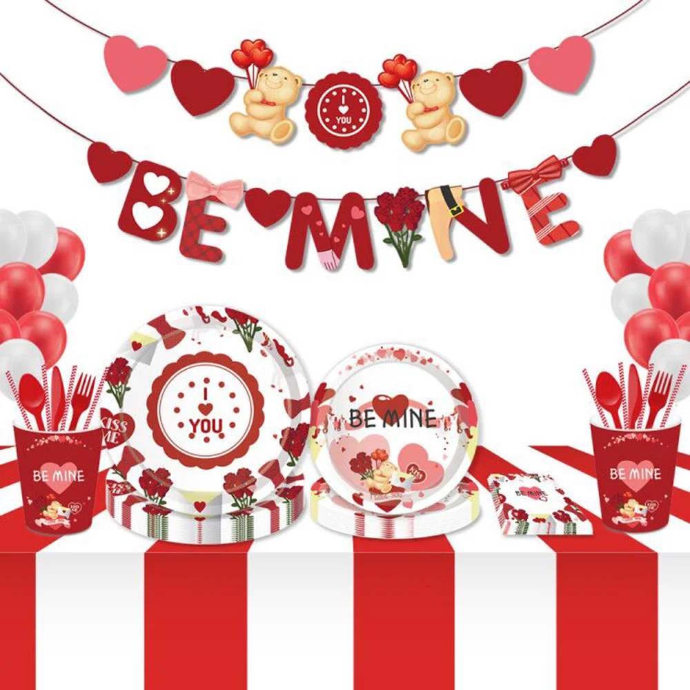Sweet Valentine's Day Wedding LOVE Heart Party Disposable Tableware Sets Tablecloths Banner Backdrops Proposal Party Decorations
Sweet Valentine's Day Wedding LOVE Heart Party Disposable Tableware Sets Tablecloths Banner Backdrops Proposal Party Decorations