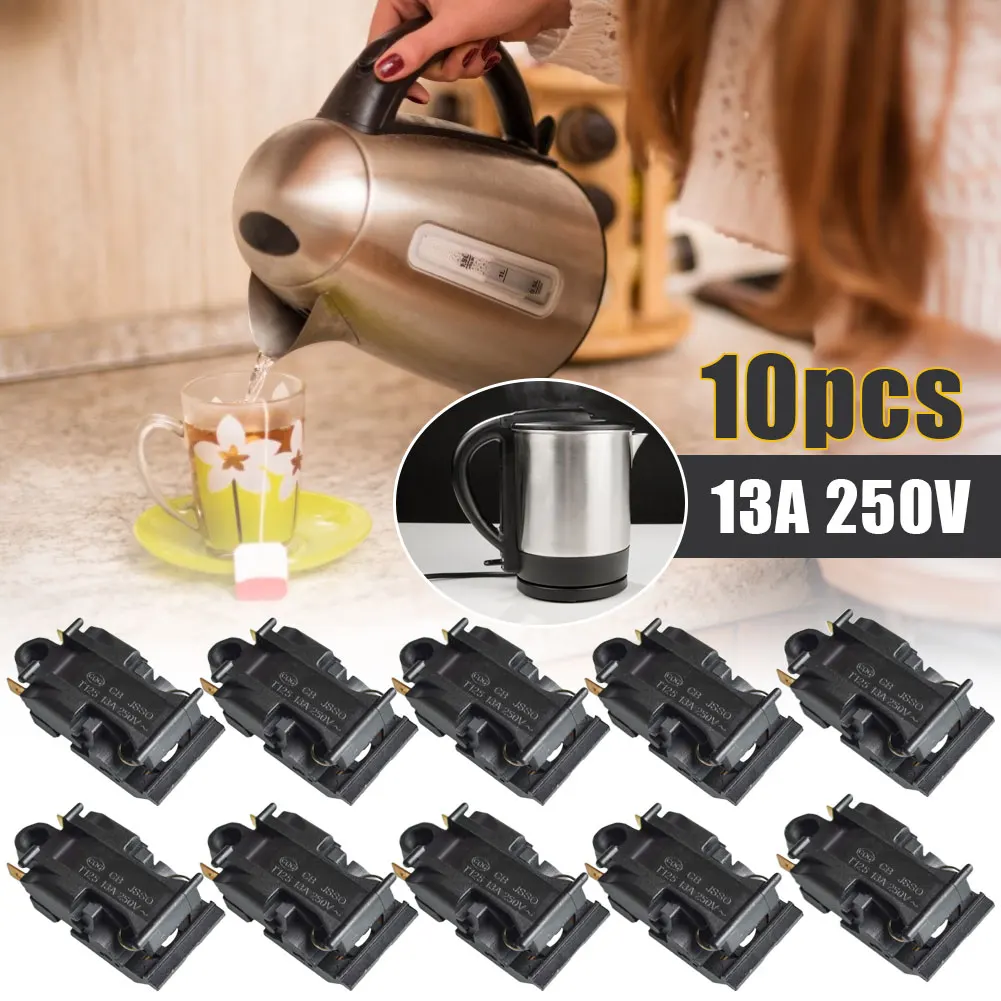 New 10Pcs 13A Electric Kettle Thermostat Switch 2 Pin Terminal Kitchen Appliance Parts 46x21mm Kettle Steam Switch Accessories
New 10Pcs 13A Electric Kettle Thermostat Switch 2 Pin Terminal Kitchen Appliance Parts 46x21mm Kettle Steam Switch Accessories