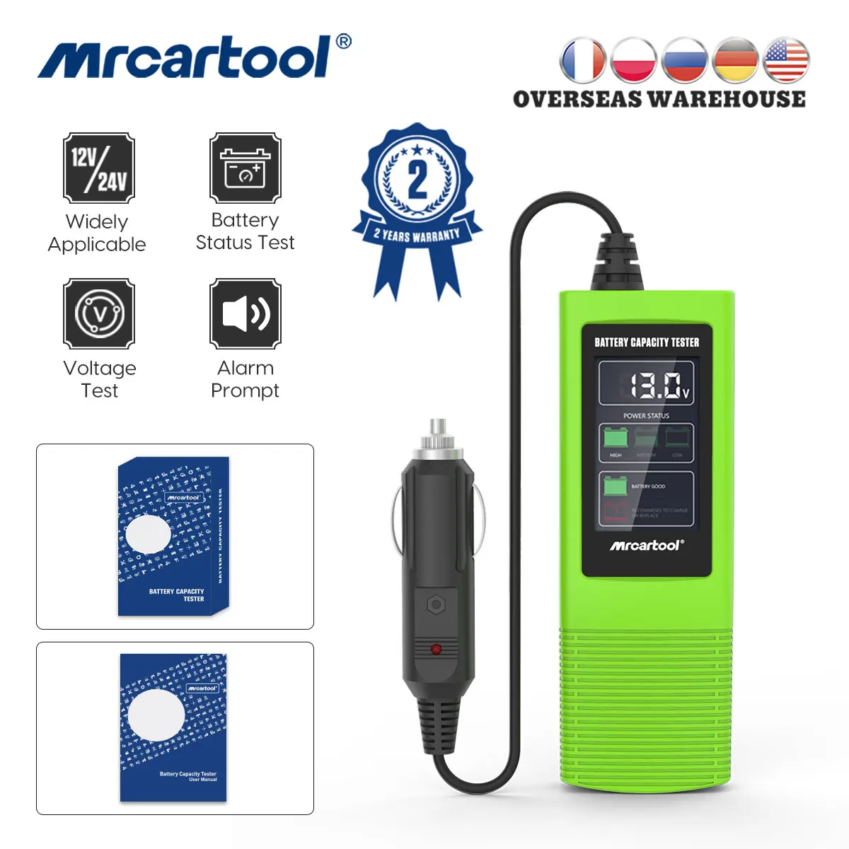 Тестер автомобильного аккумулятора MRCARTOOL B50, 12 В/24 В, анализатор мощности, детектор напряжения в прикуривателе, диагностические инструменты для обслуживания
Тестер автомобильного аккумулятора MRCARTOOL B50, 12 В/24 В, анализатор мощности, детектор напряжения в прикуривателе, диагностические инструменты для обслуживания