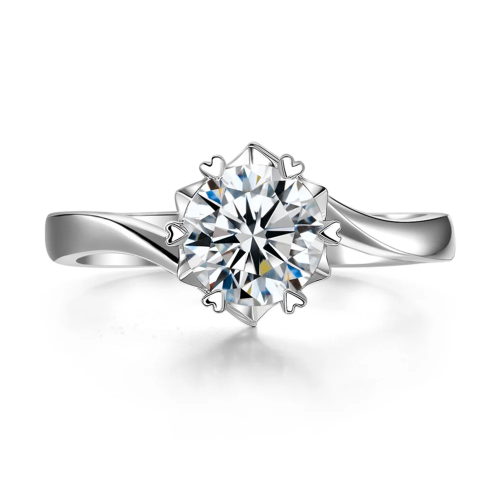 Snowflake Inspired Round Cut Hearts & Arrows VVS Moissanite Solitaire Ring Twisted 925 Silver Band Engagement Jewelry for Women
Snowflake Inspired Round Cut Hearts & Arrows VVS Moissanite Solitaire Ring Twisted 925 Silver Band Engagement Jewelry for Women