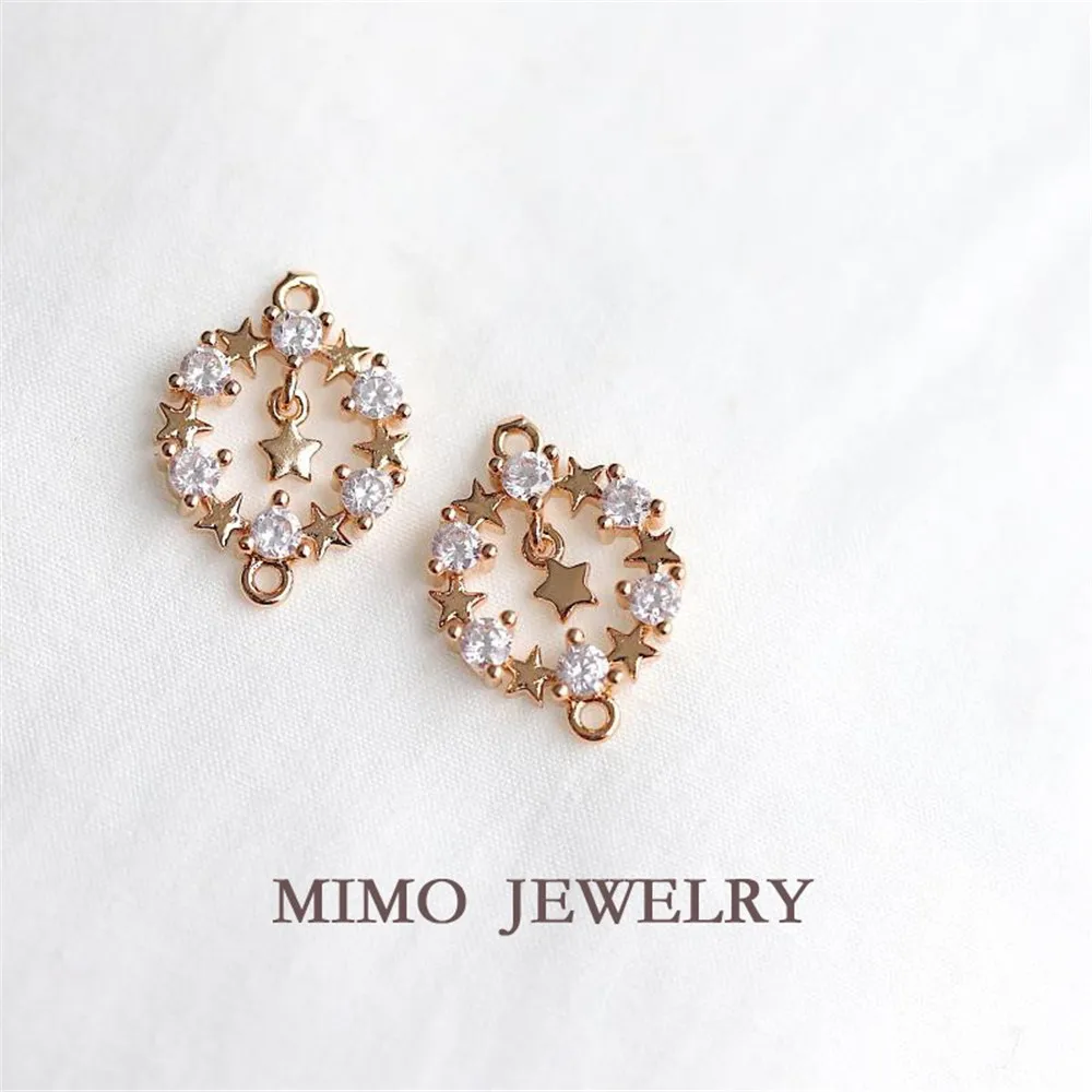 Color copper gold plated smart star micro-inlaid zircon double ring pendant DIY hand accessories
Color copper gold plated smart star micro-inlaid zircon double ring pendant DIY hand accessories
