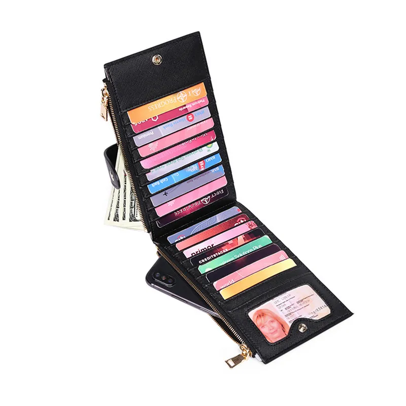 

Женский кошелек из искусственной кожи, Дамский удлиненный бумажник, вместительная сумочка, клатч с монетницей и кредитницей