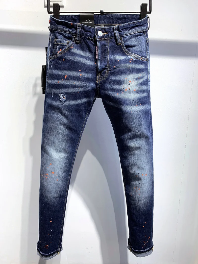DSQUARED2 Men's/Women's Washed Blue Simple Slim-Fit Stretch Hole Patch Jeans 9703
DSQUARED2 Men's/Women's Washed Blue Simple Slim-Fit Stretch Hole Patch Jeans 9703
