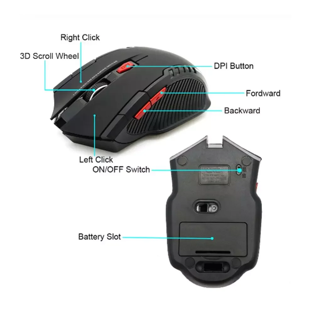 NEW2023 2000DPI 2.4GHz Wireless Optical Mouse Gamer for PC Gaming Laptops Opto-electronic Game Wireless Mice with USB Receiver
NEW2023 2000DPI 2.4GHz Wireless Optical Mouse Gamer for PC Gaming Laptops Opto-electronic Game Wireless Mice with USB Receiver