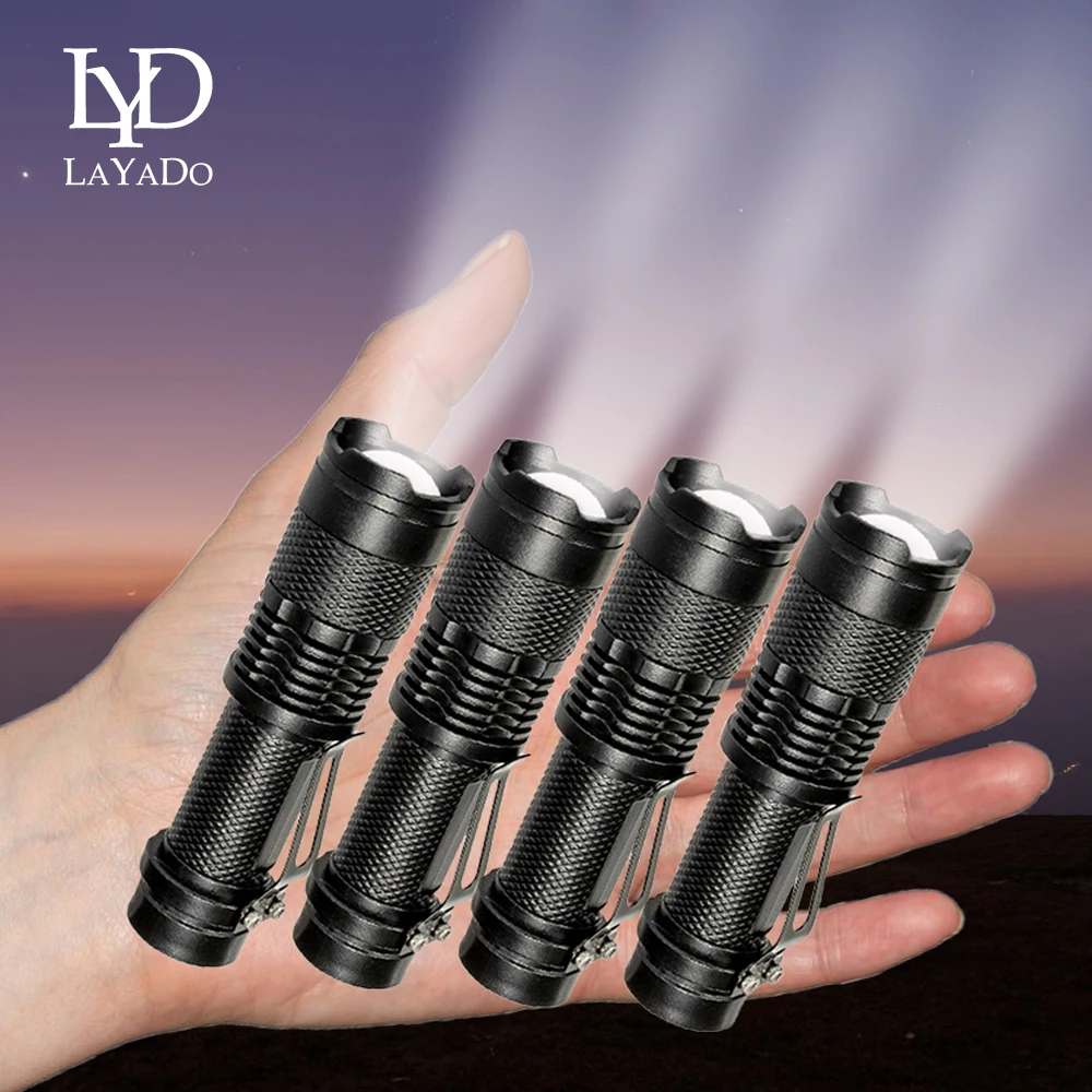 4Pcs Mini LED Flashlight SK68 XP-G Q5 Zoom Focus 3 Lighting Modes Penlight Portable Adjustable Waterproof Torch Lamp Lantern
4Pcs Mini LED Flashlight SK68 XP-G Q5 Zoom Focus 3 Lighting Modes Penlight Portable Adjustable Waterproof Torch Lamp Lantern