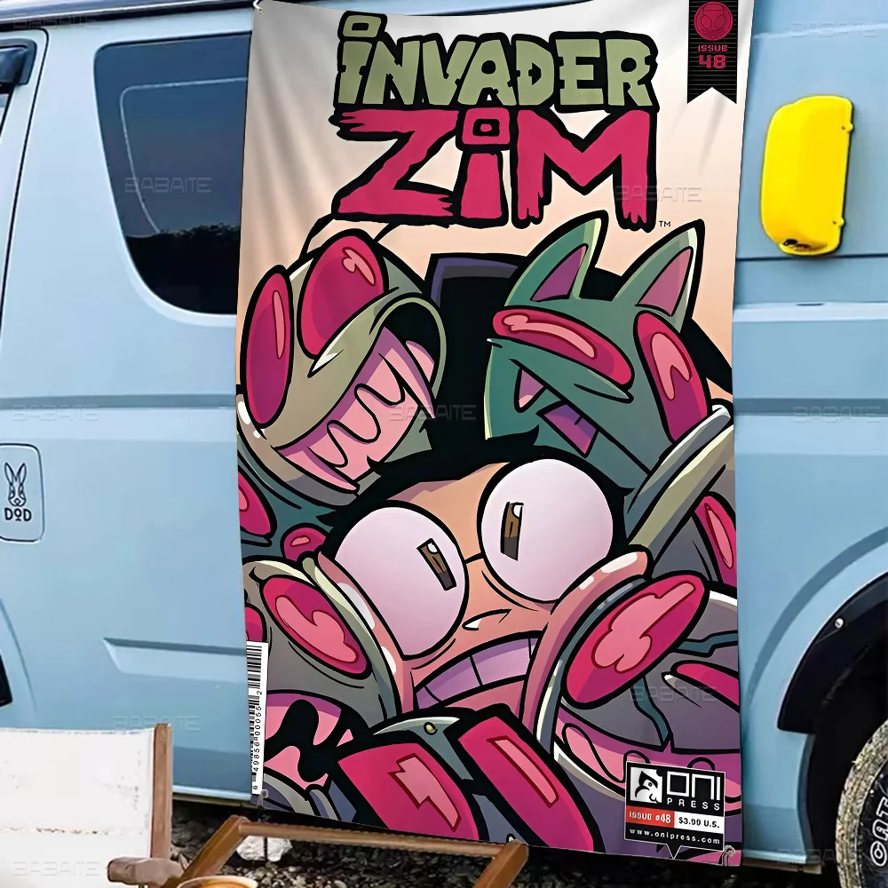 I-Invader Z-Zim Cartoon Flag Art Science Fiction Room Home Decor Wall Hanging Banner