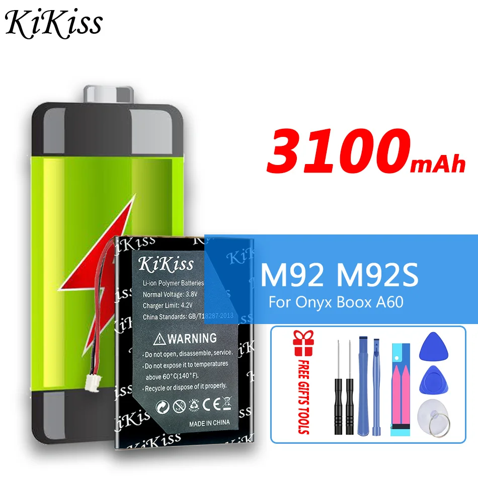 3100mAh KiKiss Battery For Onyx Boox A60 M92 M92S M96 plus I62ML E-book Digital Batteries
3100mAh KiKiss Battery For Onyx Boox A60 M92 M92S M96 plus I62ML E-book Digital Batteries
