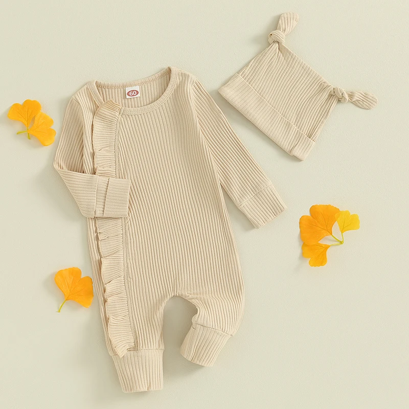 Baby 2Pcs Fall Outfits Long Sleeve Solid Color Ruffle Trim Jumpsuit with Hat Set Infant Clothes
Baby 2Pcs Fall Outfits Long Sleeve Solid Color Ruffle Trim Jumpsuit with Hat Set Infant Clothes