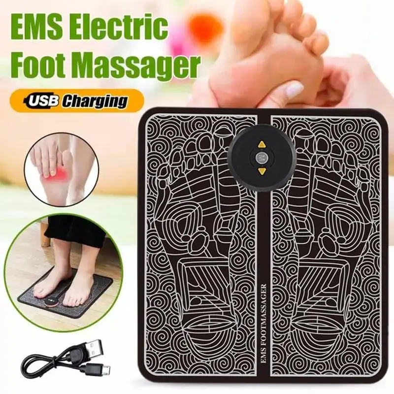 

Электрический умный коврик для ног с зарядкой от USB, улучшает циркуляцию крови, снимает боль, забота о здоровье, черный