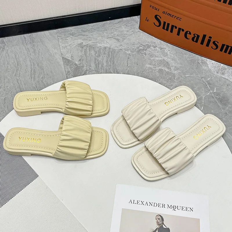 Summer Women's Slippers Sandals Simple Pleated Flip Flop Casual Beach Square Head Open Toe Flat Heel Shoes Outdoor Comfortable
Summer Women's Slippers Sandals Simple Pleated Flip Flop Casual Beach Square Head Open Toe Flat Heel Shoes Outdoor Comfortable