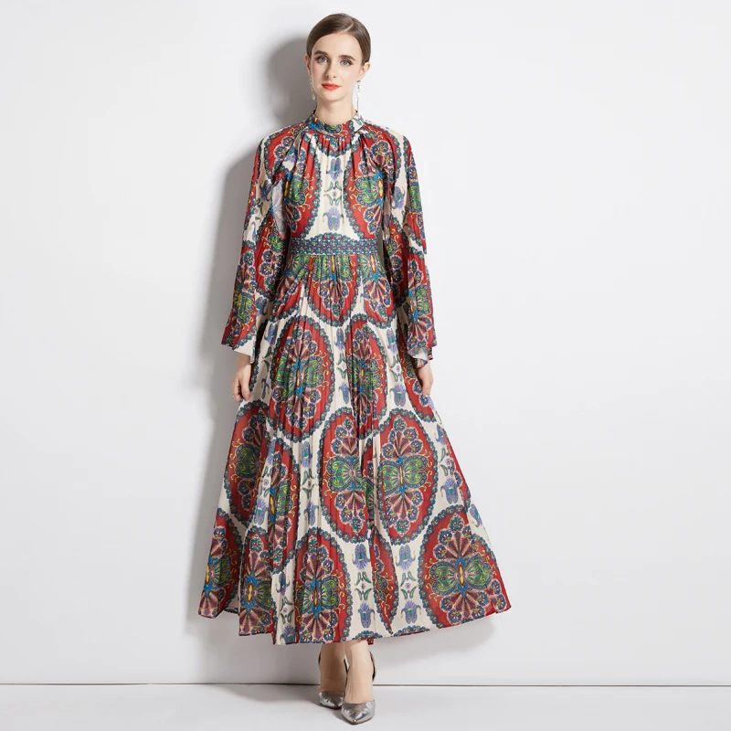 Celebrity Runway Dress Shirt Women Single Breasted Sicilian Rose Dots Porcelain Laces Belt A Line Long Sleeve Floral Maxi Dress
Celebrity Runway Dress Shirt Women Single Breasted Sicilian Rose Dots Porcelain Laces Belt A Line Long Sleeve Floral Maxi Dress