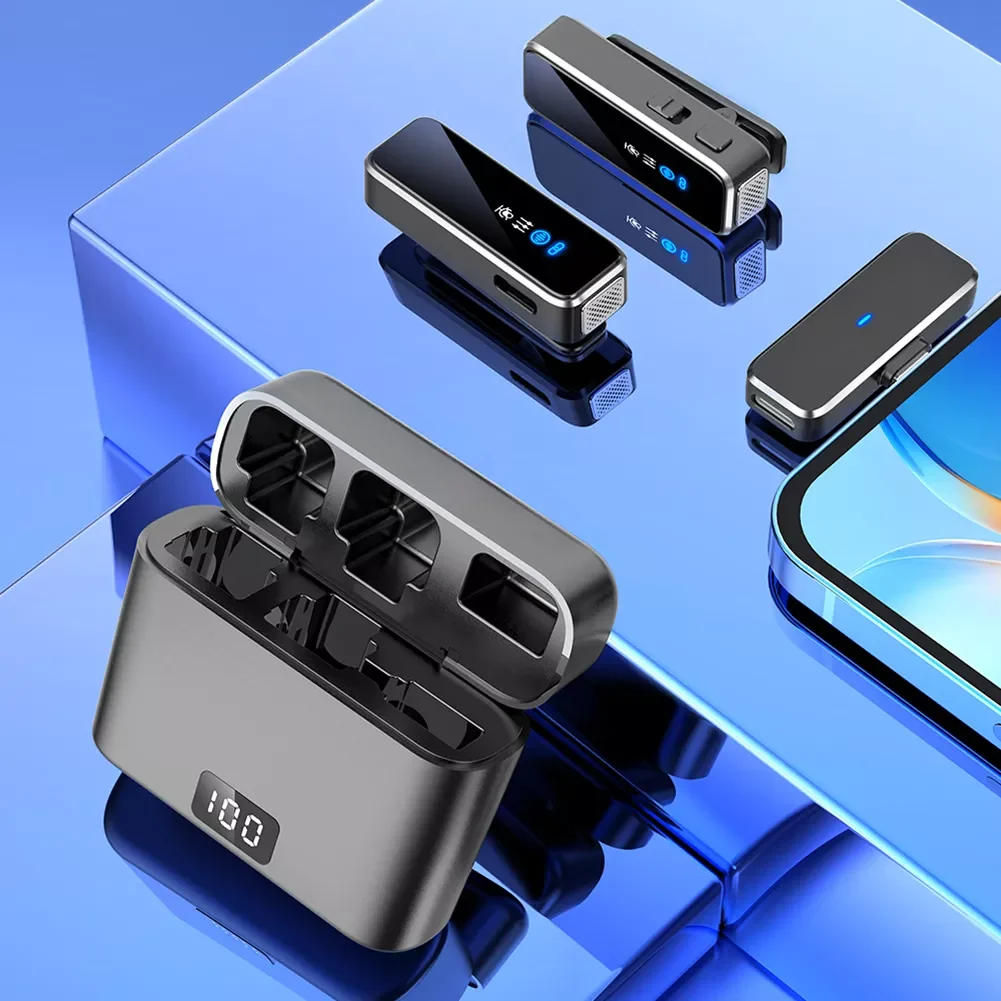 1 To 2 Lapel Microphones Set Noise Reduction Wireless Lavalier Microphone with Charging Box Transmitter Receiver Set 2.4g Kits
1 To 2 Lapel Microphones Set Noise Reduction Wireless Lavalier Microphone with Charging Box Transmitter Receiver Set 2.4g Kits