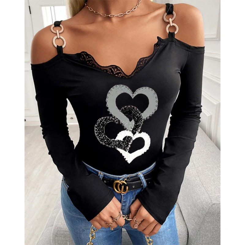 Женские популярные модные топы с принтом сердец, пуловер, весенние пикантные облегающие рубашки на бретелях с цепочкой, элегантные офисные ...
Женские популярные модные топы с принтом сердец, пуловер, весенние пикантные облегающие рубашки на бретелях с цепочкой, элегантные офисные ...