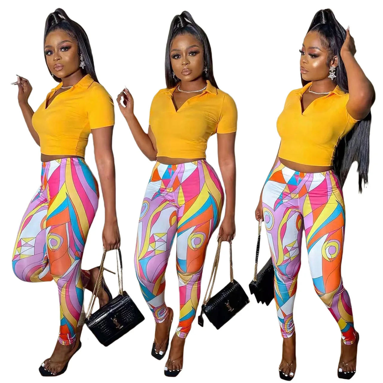 Summer Women Casual Two Pieces Pants Set Sexy Short Sleeves T Shirt Multi Printing Skinny Pants Nightclub Party Outfits
Summer Women Casual Two Pieces Pants Set Sexy Short Sleeves T Shirt Multi Printing Skinny Pants Nightclub Party Outfits