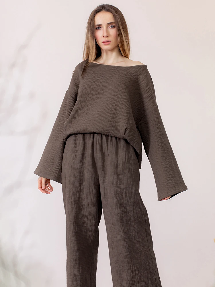 Hiloc 100% Cotton Women's Pajamas Set O-Neck Home Suit For Women Green Loose Sleepwear Long Sleeve Nightie Set With Pants Spring
Hiloc 100% Cotton Women's Pajamas Set O-Neck Home Suit For Women Green Loose Sleepwear Long Sleeve Nightie Set With Pants Spring