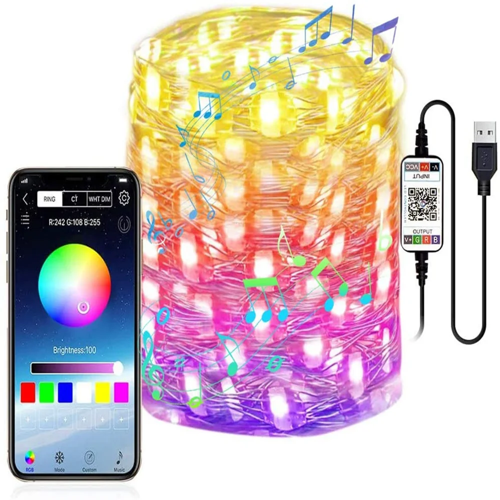 10/20M USB Christmas Tree Led String Lights Smart Bluetooth App Remote Control Christmas Decor Home Fairy New Year Lights
10/20M USB Christmas Tree Led String Lights Smart Bluetooth App Remote Control Christmas Decor Home Fairy New Year Lights