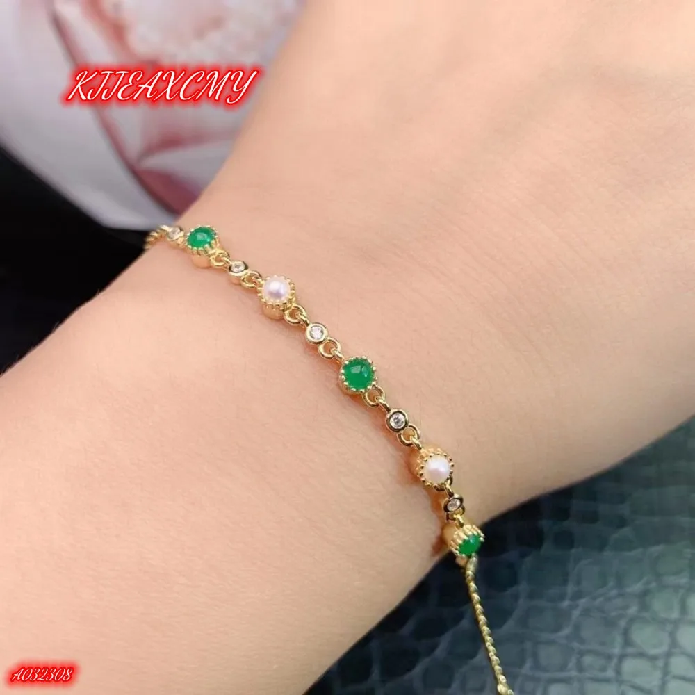 

KJJEAXCMY Brand Boutique Women's Luxury Jewelry Emerald Bracelet 925 Sterling Silver Natural Gem Girl