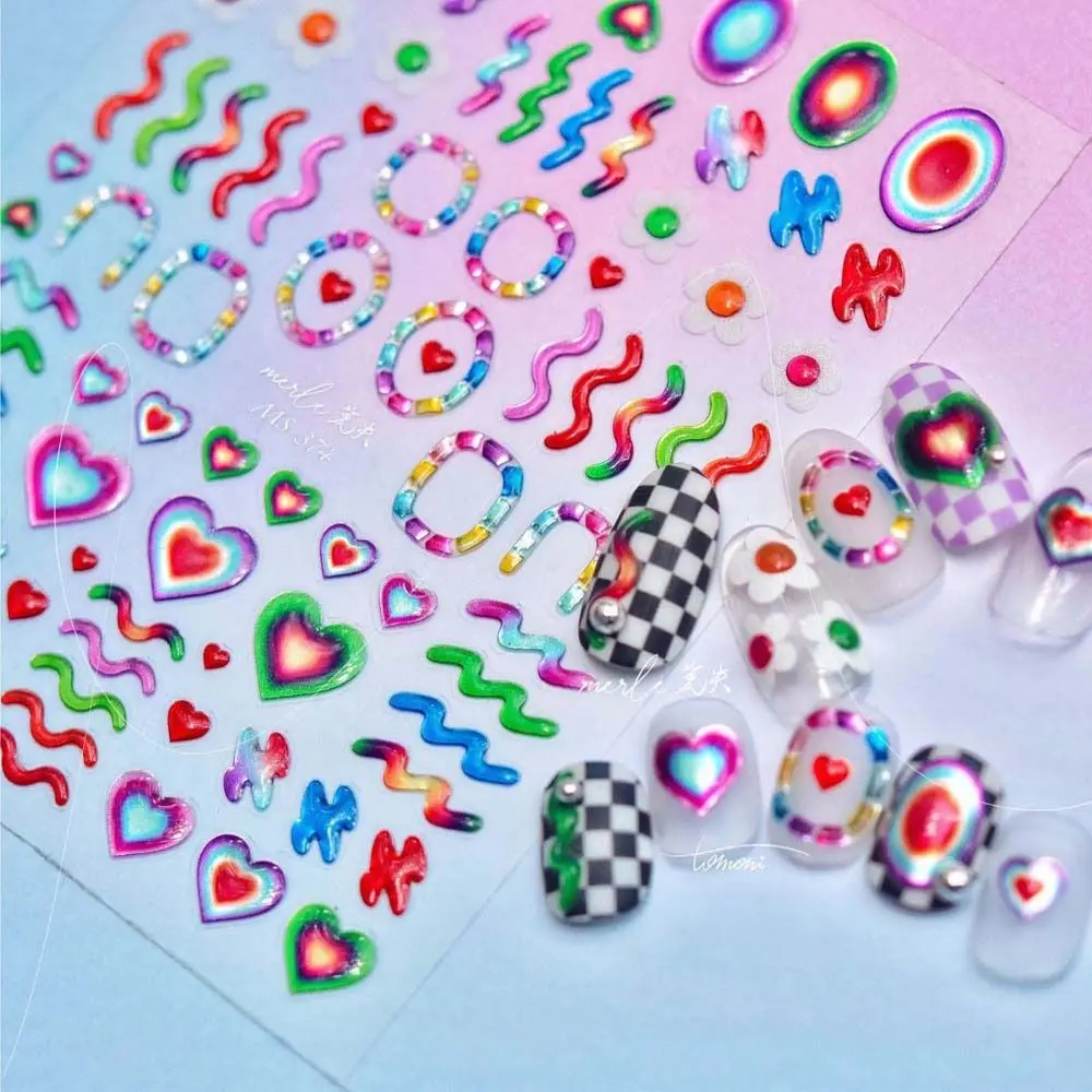 Korean Colorful Cute 3D Relief Nail Stickers DIY Fairy Love Heart Nail Decals Bronzing Laser Cartoon Manicure Decorations
Korean Colorful Cute 3D Relief Nail Stickers DIY Fairy Love Heart Nail Decals Bronzing Laser Cartoon Manicure Decorations