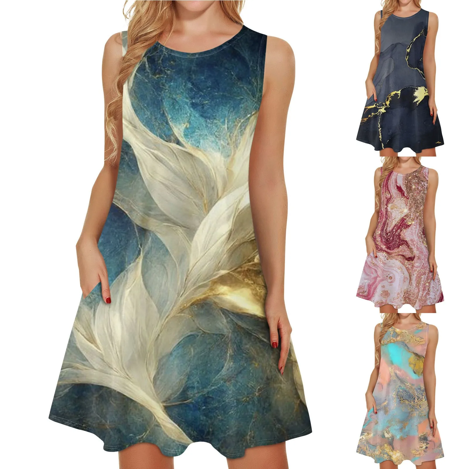 Female Floral Midi Dress Summer Print Loose Tunic Dresses 2023 O Neck Short Sleeveless Sundress Vintage Beach Swing Dress
Female Floral Midi Dress Summer Print Loose Tunic Dresses 2023 O Neck Short Sleeveless Sundress Vintage Beach Swing Dress