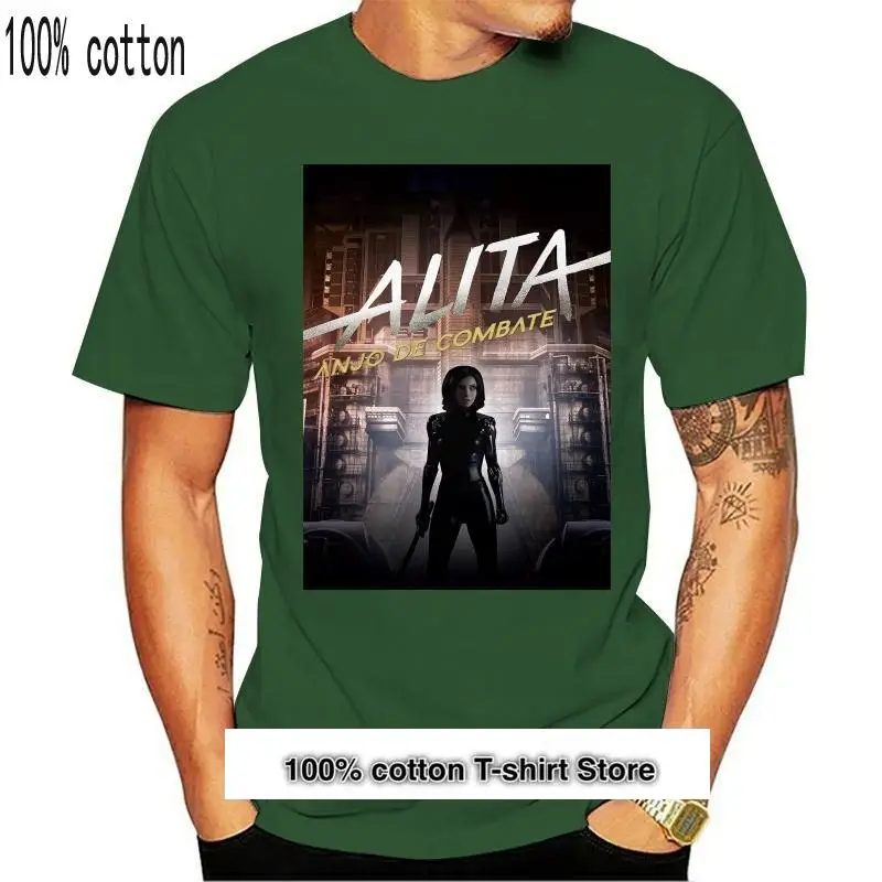 Alita-Camiseta de algodón de манга corta para hombre, camisa informal de la фильм oficial de Alita Battle Angel, nueva 
Alita-Camiseta de algodón de манга corta para hombre, camisa informal de la фильм oficial de Alita Battle Angel, nueva