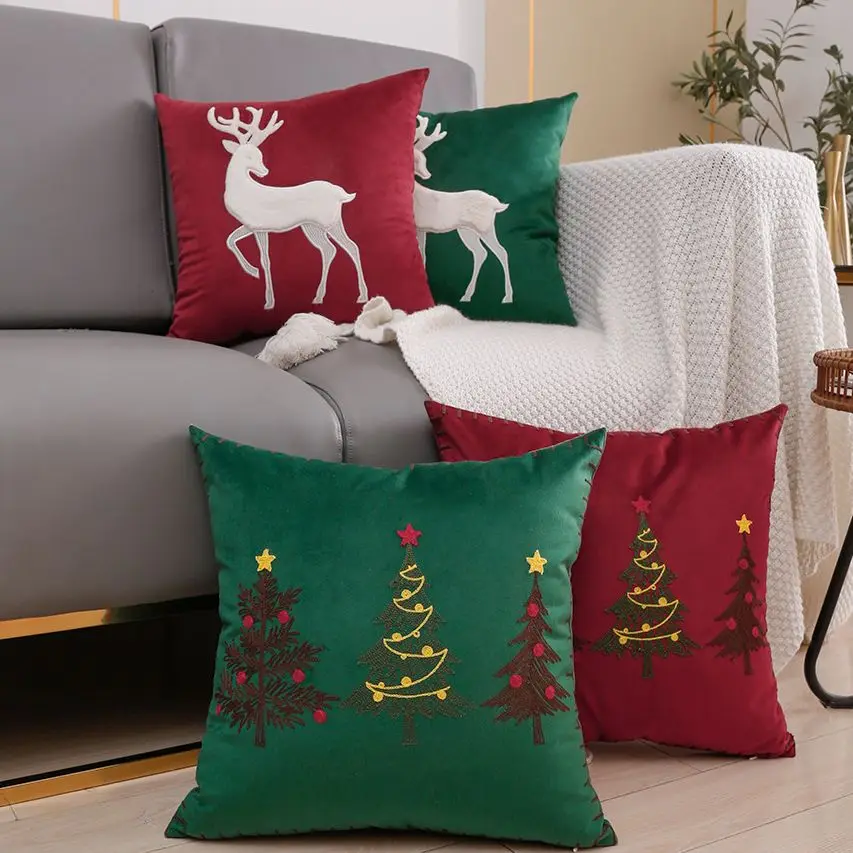 Christmas Velvet Cushion Cover for Sofa Livingroom Green Red Pillow Cover 45x45cm Chrismas Decor Pillowcase Emrboidery
Christmas Velvet Cushion Cover for Sofa Livingroom Green Red Pillow Cover 45x45cm Chrismas Decor Pillowcase Emrboidery