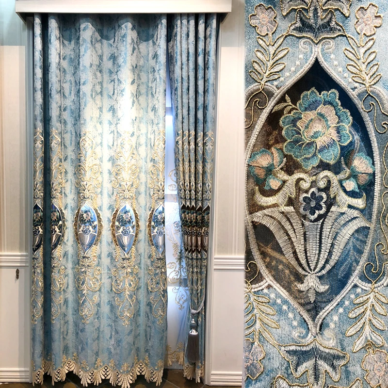 High-end Blue Embroidered Thickened Blackout Curtains for Living Room Bedroom Balcony Bay Window Custom Finished Screens
High-end Blue Embroidered Thickened Blackout Curtains for Living Room Bedroom Balcony Bay Window Custom Finished Screens