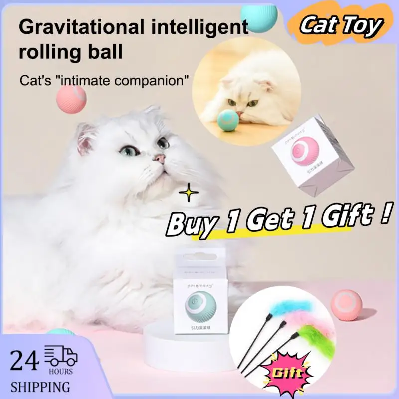 

Rolling Ball With Usb Rechargeable Automatic Exercise Chase Self-moving Pet Accessories Smart Cat Toys Self-rolling Kitten Toys