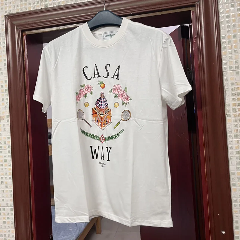 White Tee Casablanca T-shirt American High Street Men Women High Quality Summer Fashion Casual CASABLANCA Short Sleeve T Shirt
White Tee Casablanca T-shirt American High Street Men Women High Quality Summer Fashion Casual CASABLANCA Short Sleeve T Shirt