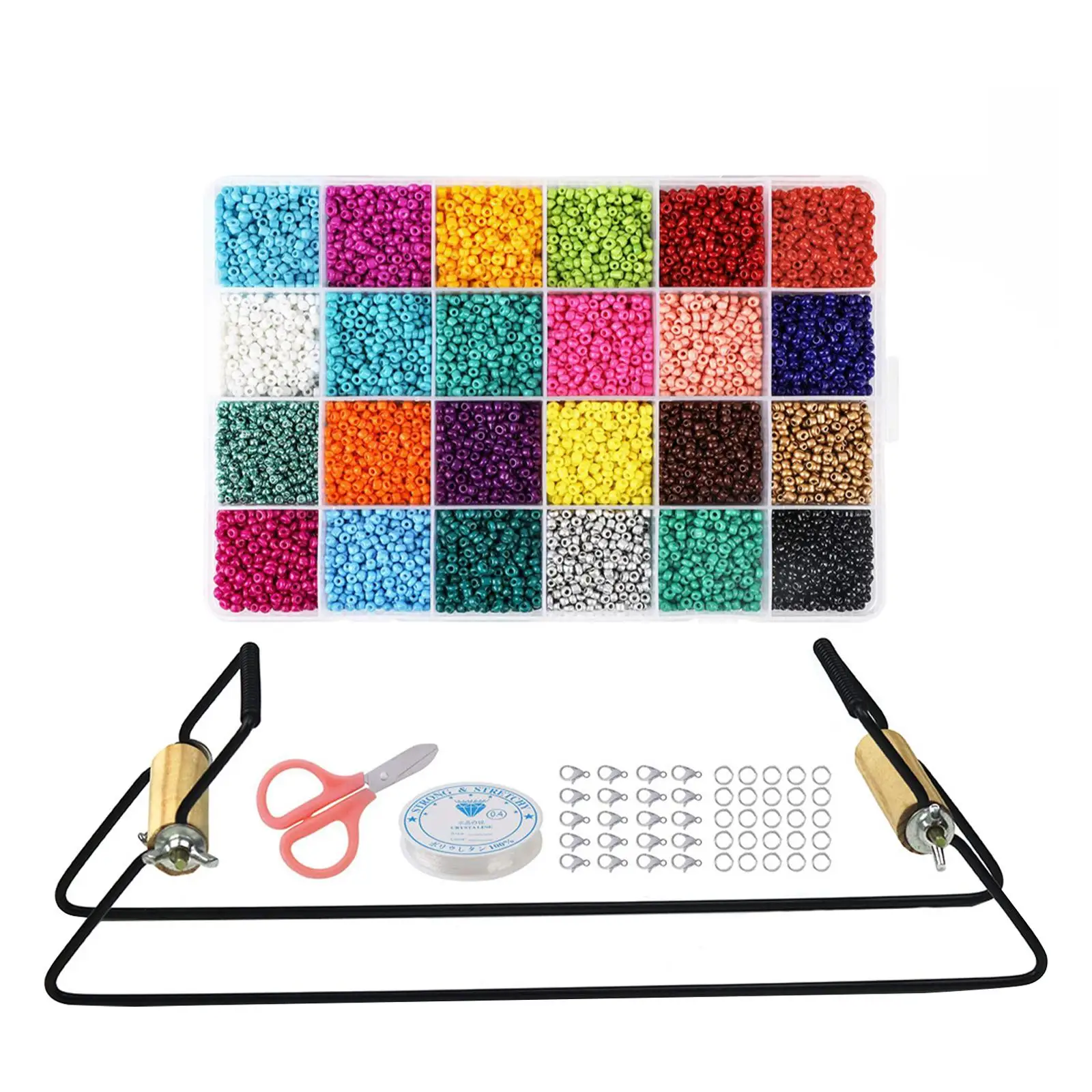 Metal Bead Loom Kit 24 Colors Beads Crafting Charms Elastic String DIY Scissors for Earring Necklaces Bracelets Belts Beginners
Metal Bead Loom Kit 24 Colors Beads Crafting Charms Elastic String DIY Scissors for Earring Necklaces Bracelets Belts Beginners