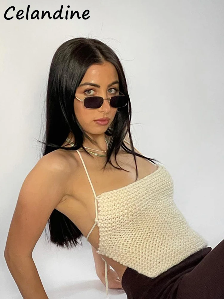 Celandine Backless Halter Summer Y2K Sleeveless Green Knitted Women Crop Top Bandage Skinny Casual Basic Street Tops 2022 Pink
Celandine Backless Halter Summer Y2K Sleeveless Green Knitted Women Crop Top Bandage Skinny Casual Basic Street Tops 2022 Pink