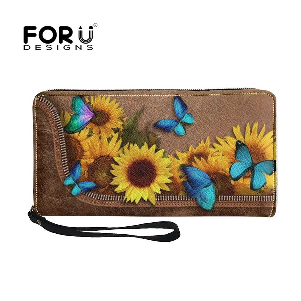 FORUDESIGNS Fashion Butterfly and Sunflower Pattern Women Hand Bag Causal Ladies PU Leather Long Wallet Luxury Female Coin Purse
FORUDESIGNS Fashion Butterfly and Sunflower Pattern Women Hand Bag Causal Ladies PU Leather Long Wallet Luxury Female Coin Purse