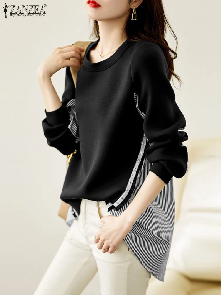 ZANZEA Stylish Women Autumn Sweatshirt Fashion Striped Patchwork Pullover Casual O Neck Long Sleeve Work Hoodies Tops Oversize
ZANZEA Stylish Women Autumn Sweatshirt Fashion Striped Patchwork Pullover Casual O Neck Long Sleeve Work Hoodies Tops Oversize