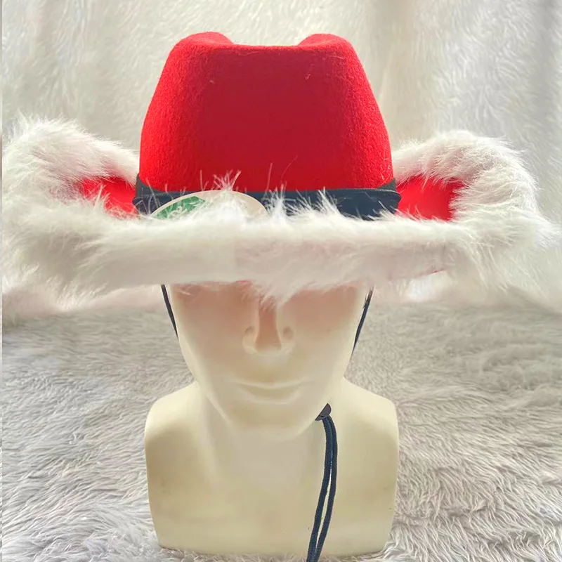 Red Cowboy Hat Western Cowboy Hat Christmas Feather Santa Claus Raw Brim Hat Belt Cowboy Merry Christmas Decor Happy New Year
Red Cowboy Hat Western Cowboy Hat Christmas Feather Santa Claus Raw Brim Hat Belt Cowboy Merry Christmas Decor Happy New Year