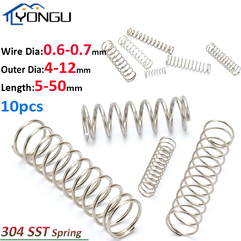 0.6mm 0.7mm 304 Stainless Steel Compression Spring Micro Small OD 4mm-12mm length 5mm to 50mm
0.6mm 0.7mm 304 Stainless Steel Compression Spring Micro Small OD 4mm-12mm length 5mm to 50mm