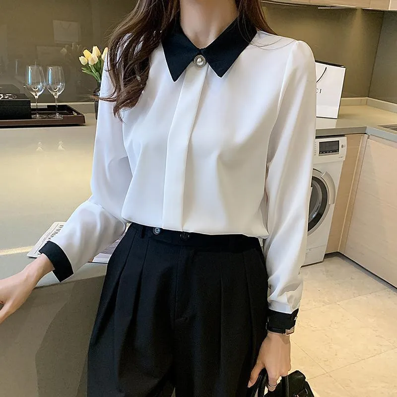 Casual Blouses Women Clothes Spring and Autumn Peter Pan Collar Slim Chiffon Long Sleeve White Shirt Elegant Female Shirts
Casual Blouses Women Clothes Spring and Autumn Peter Pan Collar Slim Chiffon Long Sleeve White Shirt Elegant Female Shirts