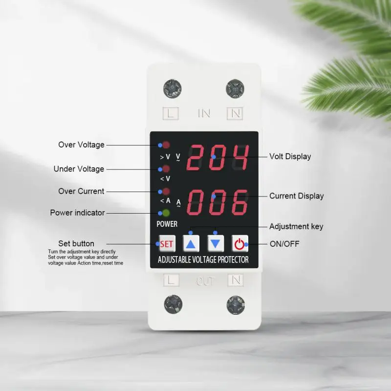 Adjustable Protector 63a Smart Home Protective Device Overvoltage Protector 230v Limit Over Current Protection Protector Relay
Adjustable Protector 63a Smart Home Protective Device Overvoltage Protector 230v Limit Over Current Protection Protector Relay
