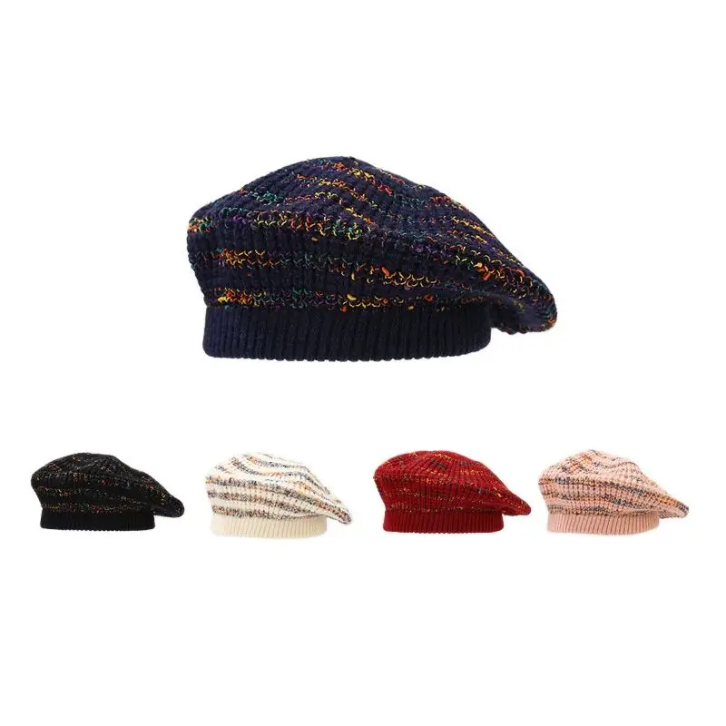 

Autumn and Winter Acrylic Knit Cap Beret Painter Hat Octagonal Cap for Women and Girl 101