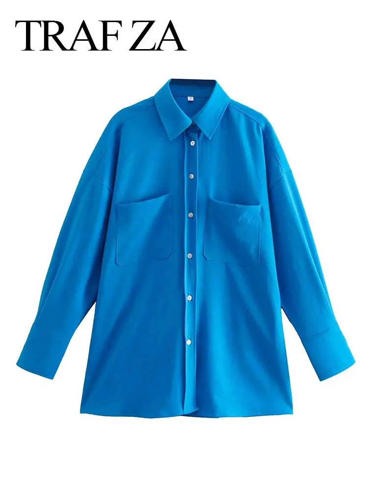 TRAF ZA Commuter Ladies Shirt Solid Royal Blue Single Breasted Long Sleeve Square Pocket Casual Fashion Spring Office Versatile
TRAF ZA Commuter Ladies Shirt Solid Royal Blue Single Breasted Long Sleeve Square Pocket Casual Fashion Spring Office Versatile