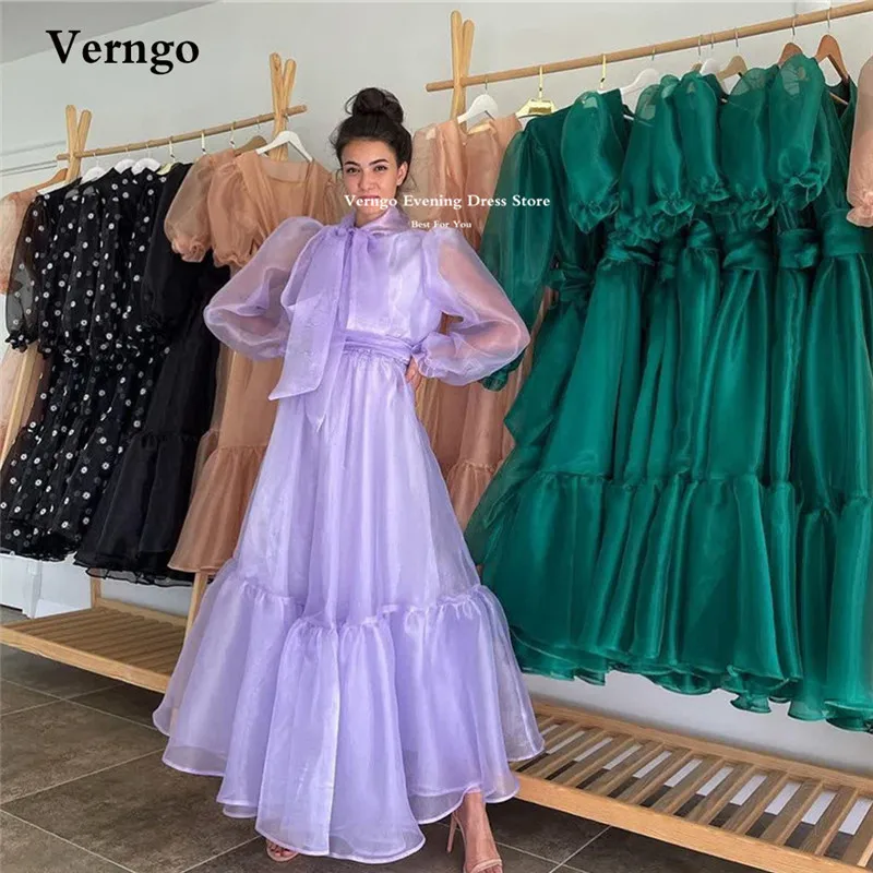 Verngo Lavender Silk Organza Evening Dresses 2022 Puff Long Sleeves High Neck Tiered Ankle Length Prom Party Gowns Formal Dress
Verngo Lavender Silk Organza Evening Dresses 2022 Puff Long Sleeves High Neck Tiered Ankle Length Prom Party Gowns Formal Dress