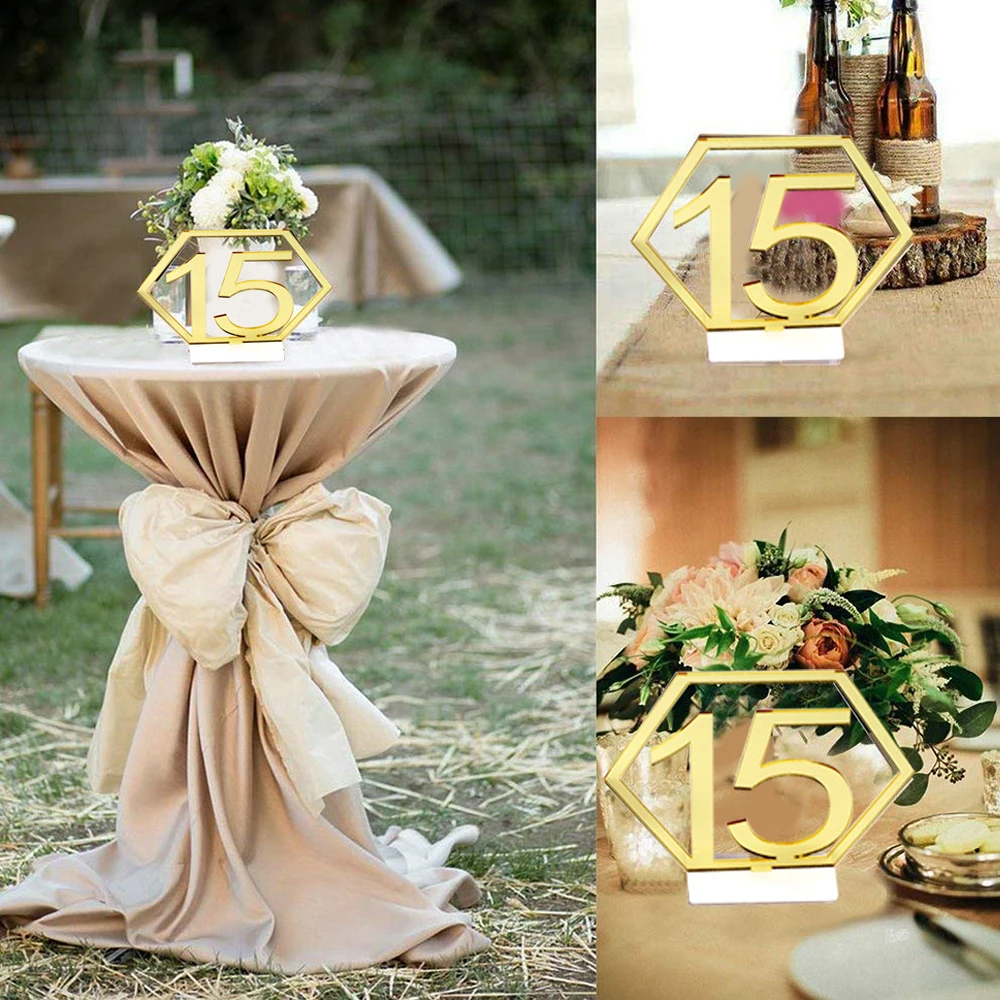 1-15 Table Number Signs For Wedding Party Decor Silver or Gold Acrylic Number Hexagon Roman Numerals Geometric Centerpiece
1-15 Table Number Signs For Wedding Party Decor Silver or Gold Acrylic Number Hexagon Roman Numerals Geometric Centerpiece