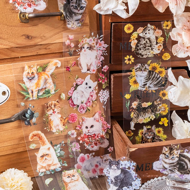 

6Sheet Per Pack Stickers Cat Cute Multiple Kawaii cartoon animals Decorative Scrapbooking abel Diary Stationery Album 228*67mm