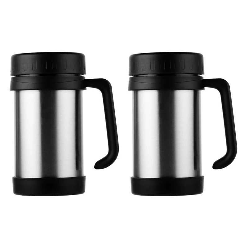 2X 500Ml/17Oz Thermo Mug Stainless Steel Vacuum Flasks With Handle Thermo Cup Office Thermoses For Tea Cup Black+Silver
2X 500Ml/17Oz Thermo Mug Stainless Steel Vacuum Flasks With Handle Thermo Cup Office Thermoses For Tea Cup Black+Silver