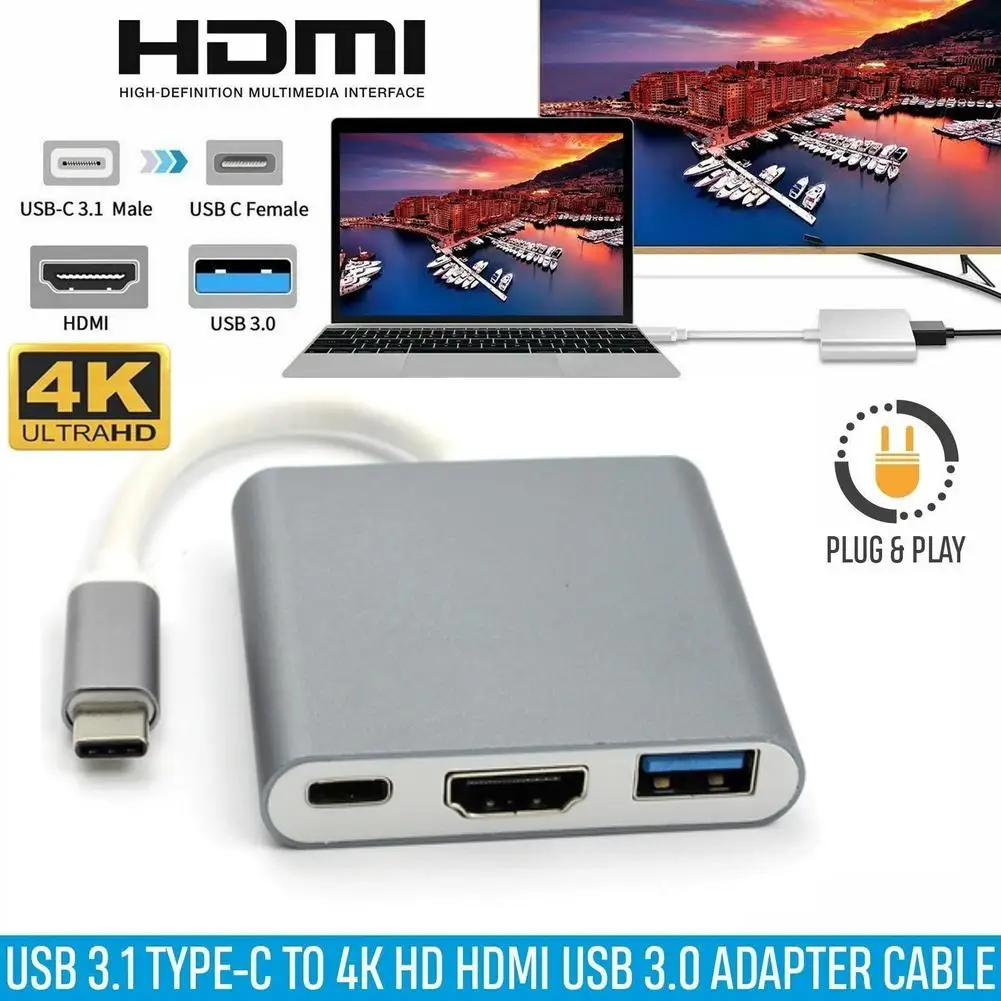 HD TV Cable Adapter For MacBook Android Phone Line Adapter Alloy Usb 3.0 Type C To Hdmi-compatible Converter HD Cable Connecter
HD TV Cable Adapter For MacBook Android Phone Line Adapter Alloy Usb 3.0 Type C To Hdmi-compatible Converter HD Cable Connecter