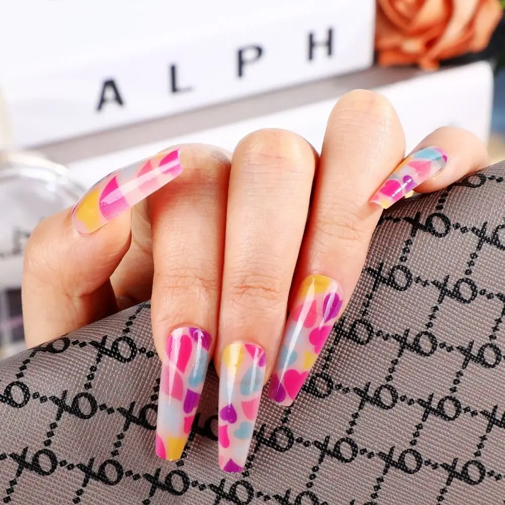 Detachable Wearable DIY Full Cover Colorful Heart Long French Fake Nails Ballerina Nail
Detachable Wearable DIY Full Cover Colorful Heart Long French Fake Nails Ballerina Nail
