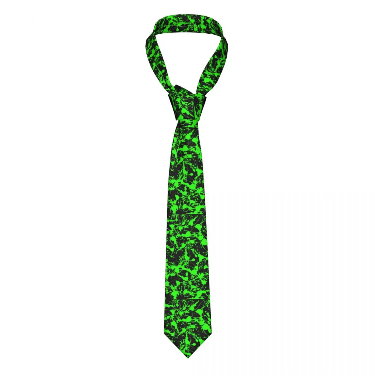 

Green Splash Tie Abstract Print Gift Men Neck Ties Fashion Shirt Polyester Silk Office Cravat