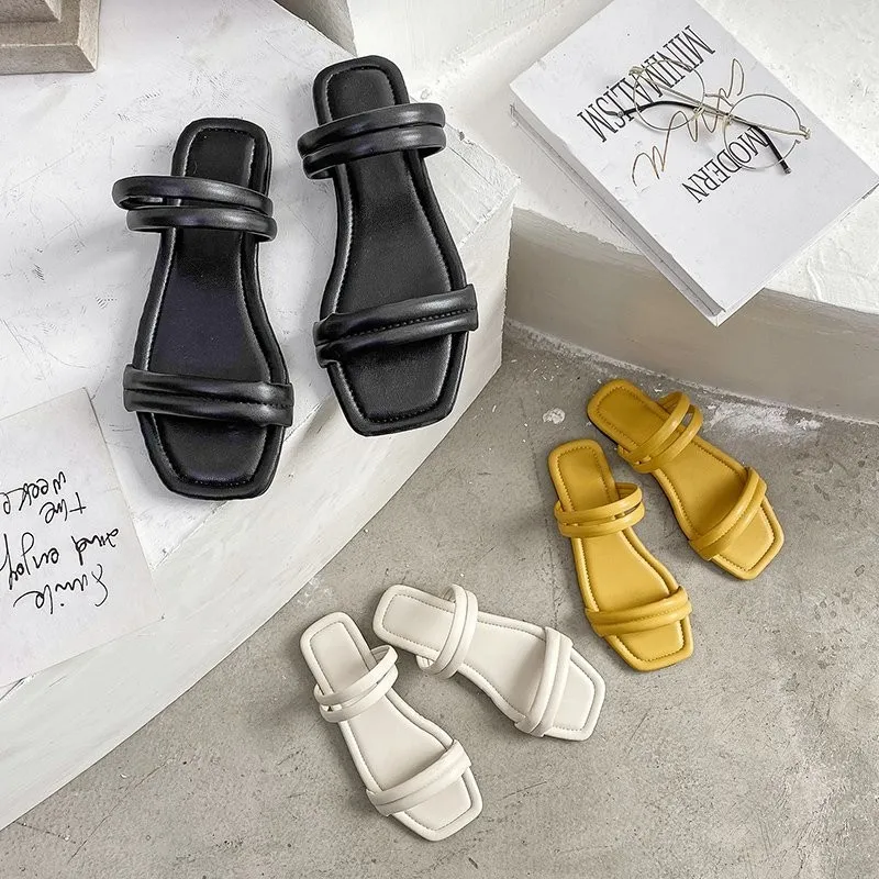 2022 New Summer Women's Slippers With Thin Straps And Solid Color Flat-bottom Square Toe
2022 New Summer Women's Slippers With Thin Straps And Solid Color Flat-bottom Square Toe
