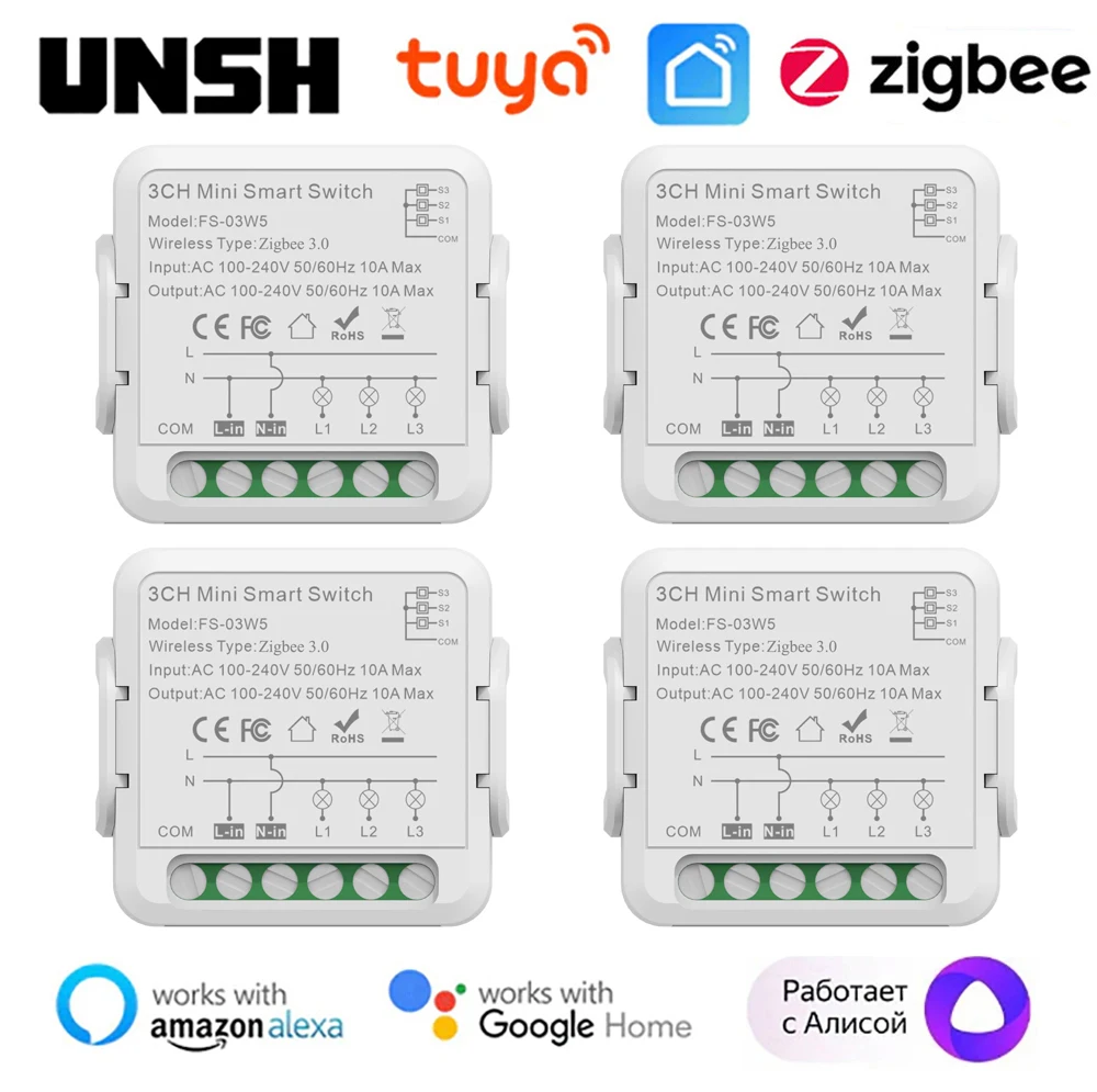 

1 2 3 Gang Tuya Zigbee 3.0 Smart Light Switch 2 Way Control Breaker Smart Life Control Works with Alexa Google Home Yandex Alice